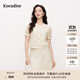 珂萊蒂爾2025年夏季新款優(yōu)雅米色蕾絲小衫女短袖氣質(zhì)設計感上衣 淡橙黃 M