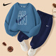 NIKE耐克男童套裝秋季 2025新款女童秋裝純棉兩件套兒童運動套裝長袖 月光藍 【100%純棉】 160 /L 【建議身高152-158cm】