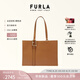 芙拉（FURLA）【七夕禮物】NUVOLA牛皮大號女士大容量上班通勤手提包輕奢托特包 棕色