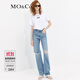 MO&Co.【涼感】蝴蝶結(jié)印花短袖圓領(lǐng)寬松T恤黑色小白T上衣上裝摩安珂 漂白色-第2批 S 160