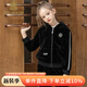 IVY HOUSE常春藤童裝女童2023年秋季新款休閑百搭絲絨連帽套裝兩件套親子裝 黑色 140cm