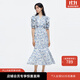 moussy&sly新品法式浪漫風(fēng)優(yōu)雅五分袖碎花連衣裙030ISZ33-5361 混合藍(lán)色117 均碼