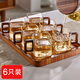 瑜品佳小茶杯6只裝家用辦公待客玻璃茶杯木把防燙個人專用喝茶杯品茗杯 四方木把茶杯【6只裝】