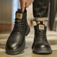 森馬（senma）馬丁靴男鞋2026新款春季皮鞋高幫復古防水英倫風(fēng)內增高真皮短靴男 黑色 41
