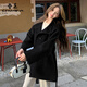 春乏2026秋冬中長(cháng)款雙面絨毛呢外套女立領(lǐng)小個(gè)子短款呢子大衣女 黑色 XS 建議105斤以下【寬松版型,卡碼拍小】