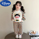 迪士尼（DISNEY）女童春秋套裝2025新款兒童洋氣卡通秋季女寶寶時(shí)髦可愛(ài)衛衣兩件套 米白色 彩虹條套裝 110