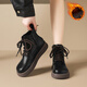 ZHR厚底馬丁靴女冬新款百搭短靴小個(gè)子瘦瘦靴英倫小皮鞋AH720A黑色39