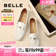 百麗（Belle）秀氣樂福鞋女2025秋新商場同款質(zhì)感羊皮通勤樂福鞋E3C1DCA5 米白 37