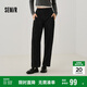森馬（Semir）休閑褲女黑色闊腿褲顯瘦通勤氣質(zhì)2025春百搭長(cháng)褲簡(jiǎn)約109125127003