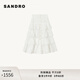 SANDRO2024春秋款女裝白色設計感鏤空蛋糕裙半身裙SFPJU01175 10/白色 36