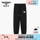 BOY LONDON春夏男女同款休閑褲撞色印花一字袋束腳褲N15003 黑色 M