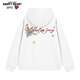 查爾斯桃心美式連帽套頭衛衣男女春秋季花卉?chē)狈麓汤C印花外套 白色 L