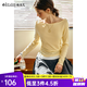 Olrain歐芮兒黃色法式T恤女春季2025新款假兩件一字領(lǐng)溫柔風(fēng)上衣 黃色 M