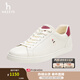 哈吉斯（HAZZYS）男鞋 春秋款荔枝皮網(wǎng)球鞋戶外休閑板鞋男ALPZ7FBC072 酒紅色WN 40