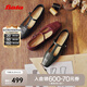 拔佳（Bata）瑪麗珍女2025秋季商場新款牛皮復古軟底通勤丁字單鞋56011CQ5七夕 深綠 36