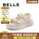 百麗（Belle）亮片休閑涼鞋女商場(chǎng)款厚底增高涼鞋B4A1DBL4 米色 37 (235mm)