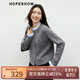 紅袖小香風(fēng)氣質(zhì)針織開(kāi)衫2025冬季新款女裝撞色條紋木耳邊拼接短上衣 煙灰056（XL碼預售10.12） S