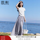 香影【仙女褲】灰色裙褲女垂感2025夏裝新款顯瘦寬松大褲腳闊腿褲 淺灰裙褲 M 160/84A/95-110斤