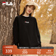 FILA 斐樂(lè )女裝衛衣男女同款套頭衛衣秋冬情侶款休閑加絨保暖長(cháng)袖上衣 正黑色-BK L 175/96A/L