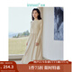 茵曼（INMAN）2025秋冬女裝新款燈芯絨連衣裙新品長(zhǎng)袖休閑針織禮服中長(zhǎng)裙子 淡香杏-18348357H1 M