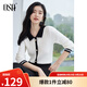 歐莎（OSA）小香風(fēng)撞色長(cháng)袖輕薄針織衫白色女上衣內搭女可外穿2025年秋新款 白色 L