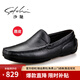 沙馳（SATCHI）鹿皮皮鞋男鞋夏季商務(wù)休閑鞋男士駕車(chē)鞋軟皮軟底舒適透氣鞋豆豆鞋 黑色21822013Z 39 歐碼偏大一碼