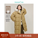 茵曼（INMAN）2025秋冬女裝新款高充絨量白鴨絨連帽毛領(lǐng)羽絨服長(cháng)款外套大衣上衣 卡其綠 S