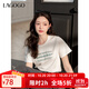 LAGOGO白色字母印花T恤女拉谷谷2025春季新款設(shè)計(jì)感亮片短袖上衣 本白色 M