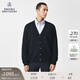 布克兄弟（BrooksBrothers）男士秋冬新款V領(lǐng)純色logo毛衣開(kāi)衫4004-藏青色M