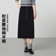 FivePlus半截裙女高腰顯瘦開(kāi)叉裙子秋季新款純色小個(gè)子A字裙 藏青 M