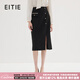 愛特愛（EITIE）優(yōu)雅通勤顯瘦包臀開叉小香風粗花呢半身裙秋季新款C2306214 黑色20 L 165