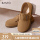 百思圖24秋復古休閑勃肯鞋平跟女單鞋BG318CA4 棕色 37
