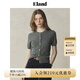 ELAND衣戀針織T恤女純色甜美下擺羅紋合身短袖上衣2025夏季新款 E03灰色(15)Grey M /165