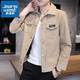 真維斯（Jeanswest）春秋季新款夾克男士修身百搭上衣服帥氣潮流青年休閑百搭牛仔外套 2008卡其夾克 L 【110-125斤】