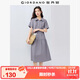 佐丹奴翻領(lǐng)裙子女純棉府綢壓褶娃娃領(lǐng)綁帶蛋糕連衣裙13465334
