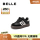 百麗（Belle）時(shí)尚拼色德訓(xùn)鞋女童商場(chǎng)同款休閑復(fù)古板鞋3791DC84 黑色 36碼