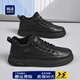 海瀾之家棉鞋男鞋秋冬新款復古休閑皮鞋男加絨保暖工裝鞋百搭一腳蹬板鞋男 黑色【加絨】 42