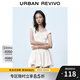 UR2025春季新款女裝撞色蕾絲飄帶U領(lǐng)無袖修身連衣裙UYY750014 米黃 (偏短) XL
