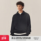 CHINISM CH赤塵重磅半拉鏈Polo領(lǐng)衛衣男春秋純色簡(jiǎn)約情侶短款純棉上衣 黑色 M（建議120-140斤）
