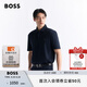 BOSS博斯【七夕節(jié)禮物】【絲光棉】男士雙重交織字母絲光棉短袖Polo衫 404-深藍(lán)色 L