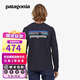 巴塔哥尼亞（Patagonia）男士混紡棉輕便logo潮流圓領(lǐng)長(cháng)袖T恤衛衣L/S P-6 Logo 38518 BLK M