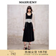 MAXRIENY法式宮廷復(fù)古風(fēng)拼接蕾絲絲絨連衣裙冬季新款收腰裙子 黑色 M 02
