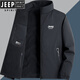 JEEP SPIRIT吉普雙面穿外套男士春秋季新款中青年立領(lǐng)夾克戶(hù)外運動(dòng)休閑上衣 黑色 雙面穿外套 加絨 XL 130-145斤
