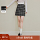茵曼（INMAN）2025秋冬女裝新款復古格子毛呢短裙百搭高腰A字包臀半身裙  黑格 S