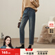 逸陽(yáng)（ESE-Y）冬季新款哈倫牛仔褲女加絨梨形身材顯瘦小個(gè)子老爹褲 復古藍 加絨 29