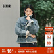 森馬（Semir）牛仔外套女拼接仿兔毛翻領(lǐng)寬松港風冬季落肩夾棉夾克103724108001