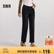 森馬（Semir）森柔牛仔|牛仔褲女抓毛長褲女生冬季半松緊腰直筒褲103724124002