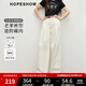 紅袖垂感顯瘦休閑褲2025春季新款女裝老錢(qián)風(fēng)100%棉中高腰寬松闊腿長(cháng)褲 杏仁米012 S