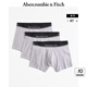 ABERCROMBIE & FITCH男裝3條組合套裝經(jīng)典LOGO親膚彈力柔軟四角內(nèi)褲337917-1 淺灰色 3條 M