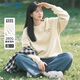 真維斯（Jeanswest）韓版圓領(lǐng)套頭衛衣女秋冬新款休閑寬松簡(jiǎn)約設計感上衣潮服